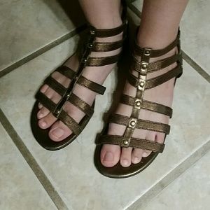 Flat Bronze Gladiator Sandals Size 7